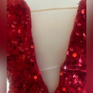 Nice long red sequined dress for any elegant event.